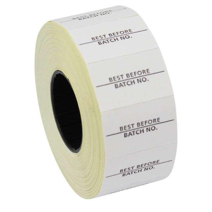 Printed CT7 'Best Before / Batch No.' 26 x 16mm Price Gun Labels