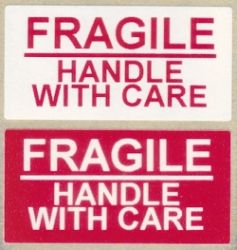 Fragile Handle With Care Labels - 50x25mm - 500 Labels